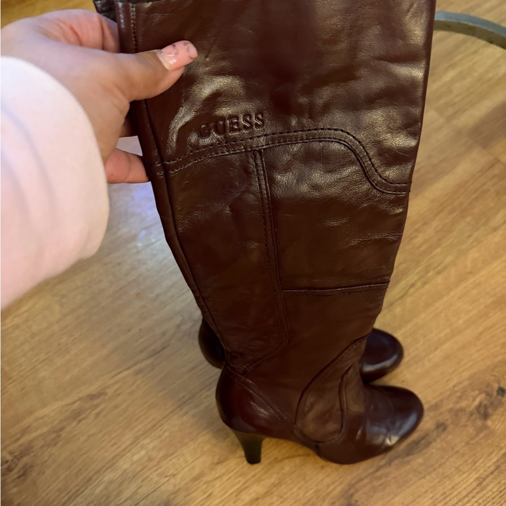 GUESS Women's Dark Brown Heeled Boots